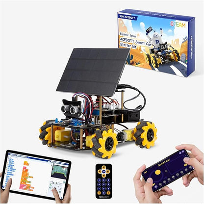 Robotics Kit for Kids Ages 8–12,ACEBOTT STEM Robot Car with Solar Powered,Compatible with Arduino & Scratch,STEM Toys for Boys Ages 8–12,App & Remote Control,Programmable ESP32,Gift for Boys and Girls