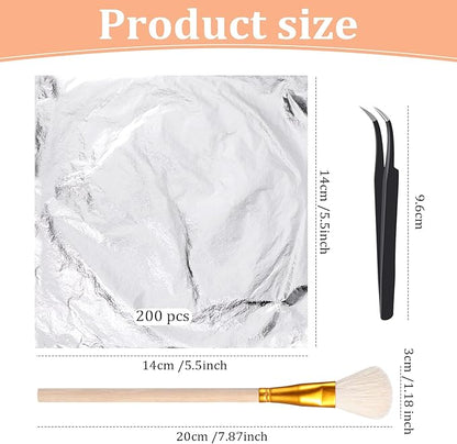 Cunhill 200 Pcs Gold Leaf Sheets for Art Foil Paper Leaf Art Foil Sheets Gilding Brush Thin Paper Craft for Painting Gilding Crafting Decoration,5.5 x 5.5 Inches(Silver)