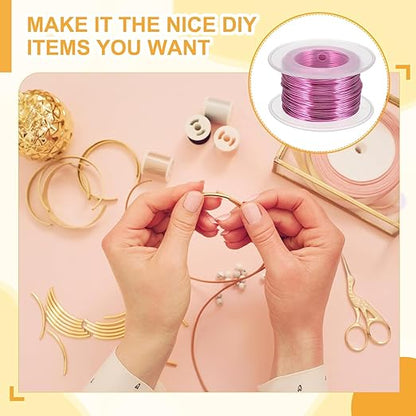 uxcell 20 Gauge / 0.8mm Anodized Aluminum Wire for Jewelry Craft Making, 102 Feet Bendable Flexible Wire for DIY Home Decor Gardening Sculpture, Dark Pink