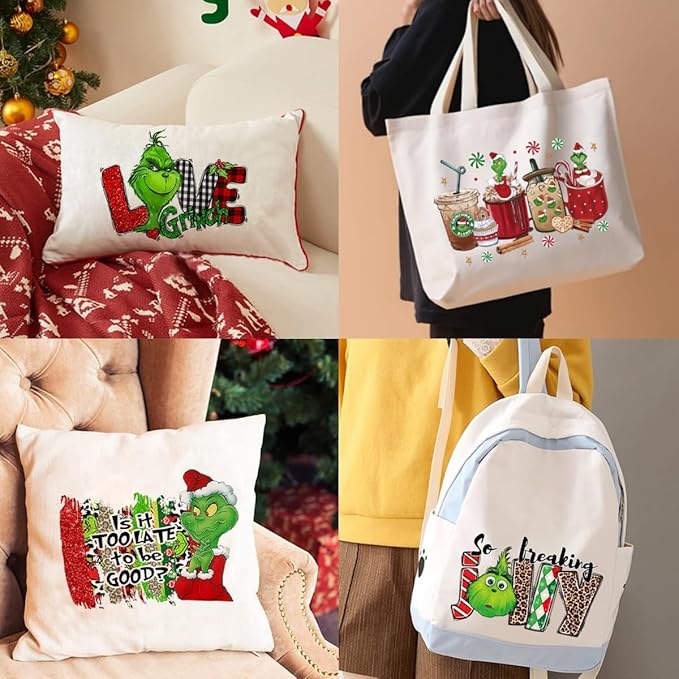 Christmas Iron on Decals Transfer, Funny Christmas Heat Transfer Stickers Iron on Patches for Clothes T-Shirts Pillow Cover Hoody Bag Xmas DIY Craft Supplies Vinyl Stickers (18PC-A)