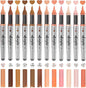 Skin Tone Acrylic Paint Markers, 12 Colors Fabric Marker, Auto-Ink Paint Pens Markers, Brush Tip Marker for Rock Painting, Wood Glass Ceramic Canvas Stone DIY Crafts Making Art Supplies