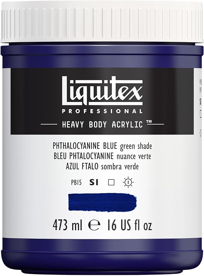 Liquitex Professional Heavy Body Acrylic Paint, 16-oz (473ml) Pot, Phthalocyanine Blue (Green Shade)