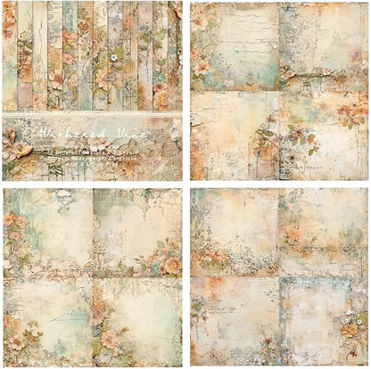 24 Sheets Decorative Scrapbooking Paper Pad 6x6 Craft Paper Single-Side Card Making Supplies for Junk Journal, Origami, Holiday Journaling