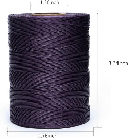 Waxed Thread,852Yards 150D 0.8mm Flat Polyester Wax Thread for Hand Sewing Leather Craft DIY Projects Shoes Repair Book Binding(Purple)