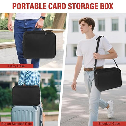 Xykzra MTG Bag Card Storage Box for 2000+ Cards,3-Layer Card Deck Box with Dividers and Shoulder Straps,Trading Card Case Fits for MTG/TCG/Magic/Sports Cards - Black