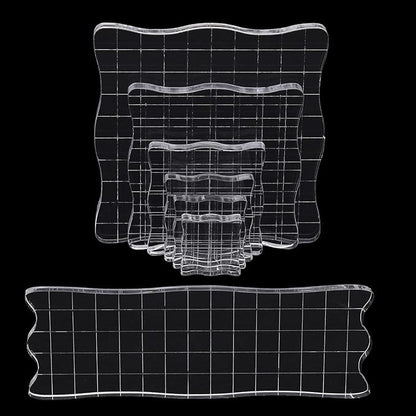 4Pcs Clear Acrylic Stamp Blocks Set, Acrylic Stamping Blocks Tools Clear Stamps with Grid Lines for Photography Props Scrapbooking Crafts Card Making