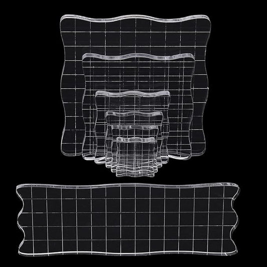 4Pcs Clear Acrylic Stamp Blocks Set, Acrylic Stamping Blocks Tools Clear Stamps with Grid Lines for Photography Props Scrapbooking Crafts Card Making