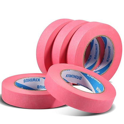Pink Painters Tape,1 inch x 60 Yards x 5 Rolls (300 Yards Total) - Medium Adhesive Masking Tape for Painting,Labeling,DIY Crafting,Decoration and School Projects