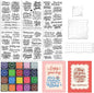 6 Pcs Greeting Words Clear Stamps for Card Making Supplies 20 Ink Pad 3 Acrylic Stamp Block Silicone Stamp with Holiday Bless Happy Birthday Stamps for Crafting DIY Scrapbooking Journal