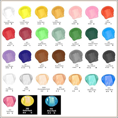 Artecho Pink Acrylic Paint, Pink Paint (120ml / 4.05oz) Tubes, Art Craft Paints for Canvas, Rock, Stone, Wood, Fabric, Art Supplies
