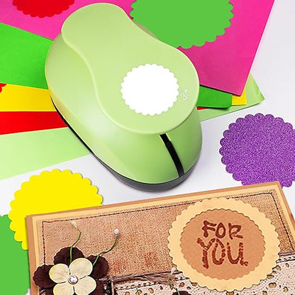 Scalloped Circle Punch, Scalloped Circle Paper Punch, ScallopedHole Punches, Wave Circles Craft Punches, 2.8 Inch Hole Puncher Shape, Wave Circles Puncher for Paper Crafts Scrapbook Card Making