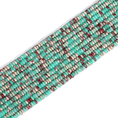 Natural Green Shoushan Disk Stone Beads 4x2mm 160pcs Rondelle Loose Semi Gemstone Beads for Jewelry Making Design