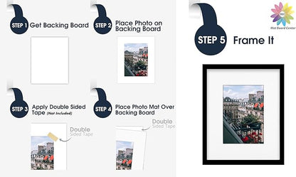 Mat Board Center, Pack of 10, 8x10 for 5x7 Off White Color Mats - Bevel Cut, Acid Free, 4-ply Thickness, White Core - for Pictures, Photos, Framing