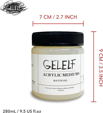 Acrylic Matt Medium, Transparent Acrylic Paint, Professional Matte Gel Medium for Gel Plate Printing Art, 280mL, 9.5-oz