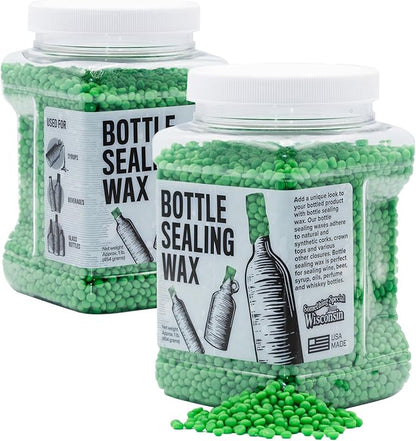 Blended Waxes, Inc. Bottle Sealing Wax, Pastille Wax Seal Beads For Wine, Beer, and Liquor Bottle Sealing, Seals Between 25-30 Bottles, 1 lb, Emerald Green