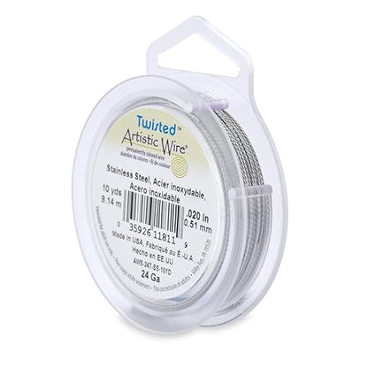 Artistic Wire, 24 Gauge / .51 mm Stainless Steel Craft Wire, Round Twist, 10 yd / 9.14 m