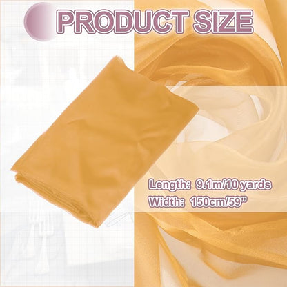 MECCANIXITY Iridescent Sheer Organza Fabric, 10 Yards x 59 Inches Solid Holographic Shiny Fabric Organza Cloth for Wedding, Curtains, Costume, Photo Background, Light Coffee