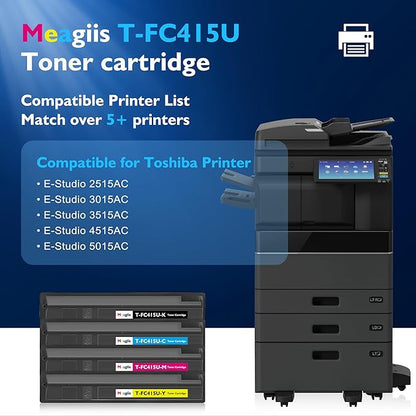TFC415U T-FC415U Toner Cartridges 4-Pack Replacement for Toshiba T-FC415U Toner T-FC415U-K T-FC415U-C T-FC415U-M T-FC415U-Y for Toshiba E-Studio 2515AC 3015AC 3515AC 4515AC 5015AC Printer