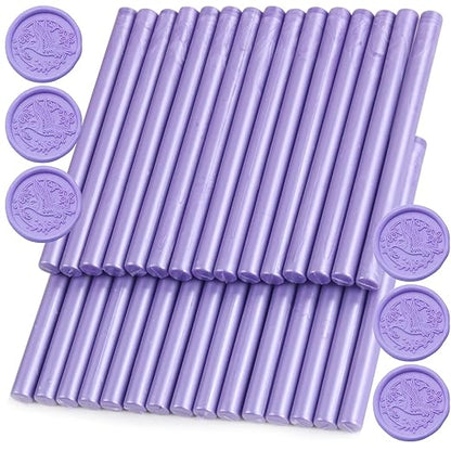 Pearl Purple Wax Seal Sticks, 30pcs Sealing Wax Sticks, HOSEALING Glue Gun Wax Seal Sticks for Wax Seal Stamp, Premium Sealing Wax for Wedding Invitations, Letter, Envelope (Mini Size)
