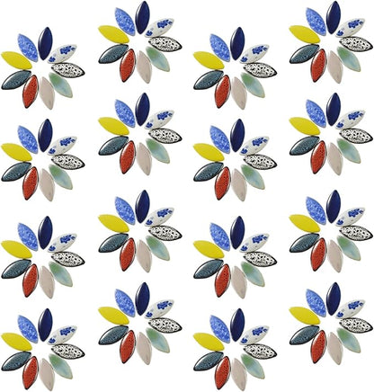 70 Pcs Petal Ceramics Mosaic Tiles for Crafts, Stained Ceramics Supplies, Flower Leaves Mosaic Ceramics Mosaic Pieces Kit for DIY Crafts Plates Picture Frames Home Decorations - Purple Red