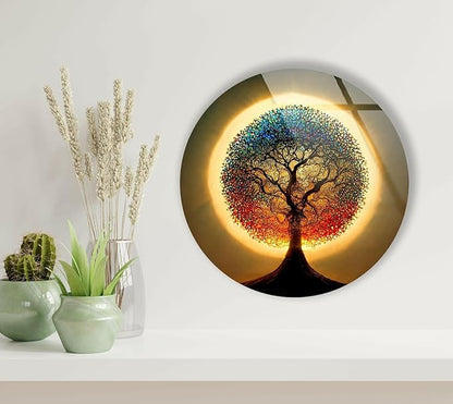 My Photostation.com 24''(60cm) Diameter Life of Tree Round Glass Wall Art Tempered Glass Printing Wall Decor Large Wall Art Wall Hangings