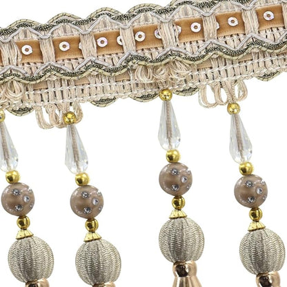 3yards Beading Fringe Trimming Long Beads Tassel Curtain Trim Ribbon Trim for Cover Edge Decorative (beige)