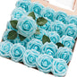 Floroom Artificial Flowers 25pcs Real Looking Aqua Blue Foam Fake Roses with Stems for DIY Wedding Bouquets Baby Shower Centerpieces Floral Arrangements Party Tables Home Decorations