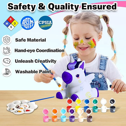 FUNZBO Paint Your Own Unicorn Lamp Kit - Halloweens Arts and Crafts Supplies Painting Kits for Kids Teens, DIY Night Light Unicorn Toy for Toddler Girls Age 3 4 5 6 7 8 9 10 11 12 13 + Birthday Gifts