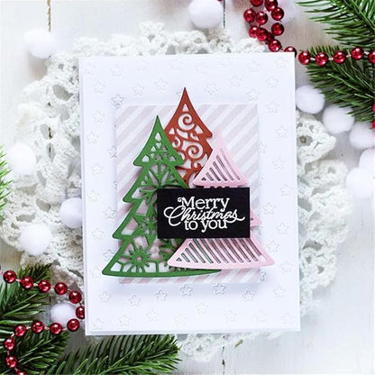 Mvchifay Cutting Dies for Card Making Metal Die-Cuts Scrapbooking Tool Hollow Frame DIY Craft Punch Template Embossing for Paper Album Decor (3 Christmas Tree-14.3x9.1cm)