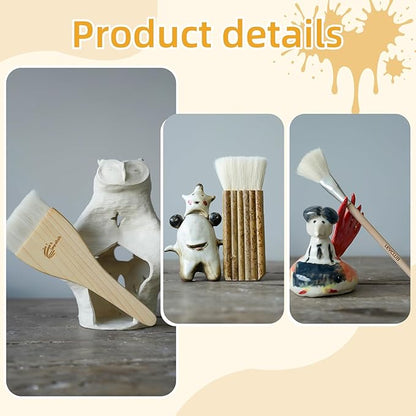 Pottery Glaze Brushes,10 PCS Painting Ceramic Brush Set, Different Shape Wool Soft Bristle for Ceramic Pottery Glazing Creation