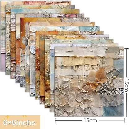 YASMEN 6"x6" Scrapbook Paper Pad - 24 Sheets of Patterned Cardstock for Card Making, Scrapbooking, Junk Journal, DIY Gift Cards - Single-Sided Decopodge Decorative Craft Paper