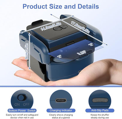 BEE&FLOWER Card Shuffler 2600mAh Rechargeable Auto-Stop Automatic Card Shuffler Low Noise Fits 1-2 Decks Compatible with Poker, UNO, Blackjack, Phase 10