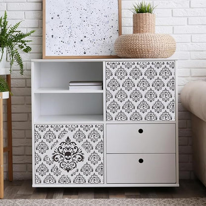 Damask Stencils for Crafts Reusable 6” Texture Stencils Floral Background Stencil Leaf Templates for Painting on Wood Furniture Card Canvas