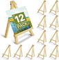 CONDA 12 Pack 9 Inch Wood Easels, Easel Stand for Painting Canvases, Art, and Crafts,Tripod,Painting Party Easel,Kids Student Tabletop Easels for Painting,Portable A-Frame Tripod Tabletop Easel Set