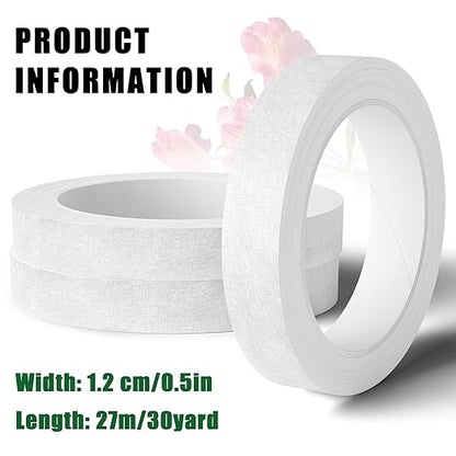 Max Shape 12 Rolls 1/2 Inch 30 Yard Floral Tapes for Bouquet Stem Wrapping, Green Floral Tape for Floral Arranging Craft Projects Corsages, Wedding Bouquet