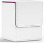 ZLCA Card Deck Box for Trading Cards, MTG YuGiOh Deck Case Holds 100+ Single Sleeved Cards, PU Leather Magnetic Card Storage Box Fits for TCG CCG (White& Purple)