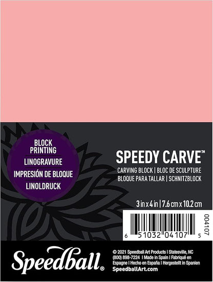 Speedball 4107 Speedy-Carve Block – Soft, Easy Carve Surface – 3 x 4 Inches, Pink