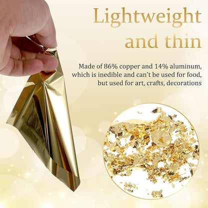 150 Pcs Gold Leaf Sheets for Art 3 Colors Gold Foil Sheets 5.5" X 5.5" Golden Flakes with Tweezer and Brush for Arts Gilding Crafting Painting Furniture Decoration Golden Silver Rosegold