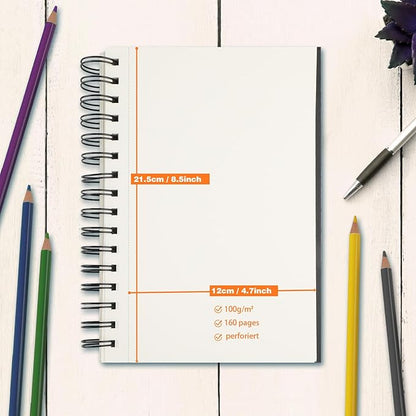 2PACK 5.5x8.5 and 1Pack 9 x 11 inches Hardcover Sketch Book，3 Pack 80-Sheets (68lb/100gsm)，Double-Sided Hardbound Sketchbook, Spiral Bound,Acid Free Painting Art Paper for Kids and Adults