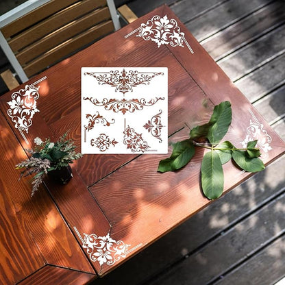 Damask Stencils for Walls 12inch Damask Stencil Large Texture Stencils Mixed Medium Layering Templates for Painting on Wood Furniture Canvas Paper Fabric