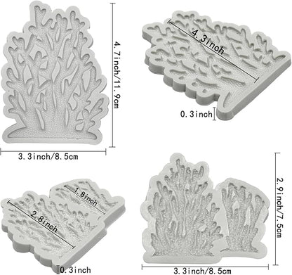 5 PCS Marine Theme Fondant Silicone Mold Seaweed Sea Fish Coral Sea Turtle Shape DIY Handmade Baking Tools, For Theme Cake Cookie Chocolate Candy Decoration Fondant Polymer Clay