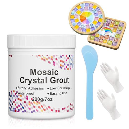 Mosaic Crystal Grout, Mosaic Crystal Sealant, Tile Grout for Crafts, Handmade Grouting, DIY Craft Projects Accessories, Direct caulking, Mosaics Tile Tools for All Tiles, Surfaces (Translucent, 7oz)