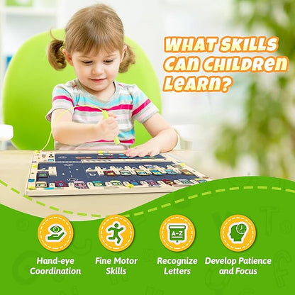 Magnetic Alphabet Maze Letter Puzzle Board, NOWRICH Montessori Toys for 2 3 4 5 Years Old Boys Girls, Magnet Alphabet Learning Car Parking Maze Toys for Kids 3-5, Birthday Gifts for Toddler