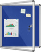 28"x26" Enclosed Bulletin Board, Lockable Weather-Resistant Aluminum Cork Noticeboard for School & Office, Silver Frame w/Blue Flet