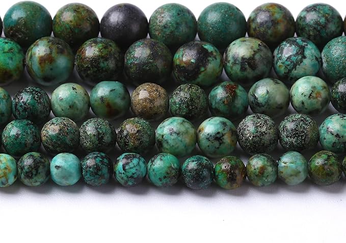 8mm 90pcs Natural African Turquoise Stone Beads for Jewelry Making Round Loose Gemstone Beads DIY Bracelet Necklace Earrings 32" 2 Strands