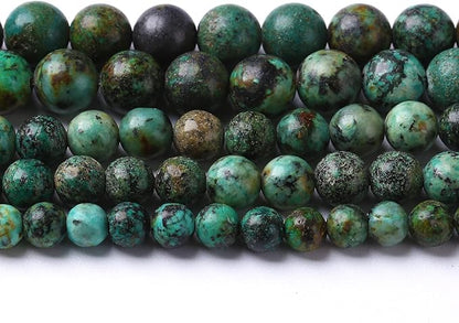 8mm 90pcs Natural African Turquoise Stone Beads for Jewelry Making Round Loose Gemstone Beads DIY Bracelet Necklace Earrings 32" 2 Strands