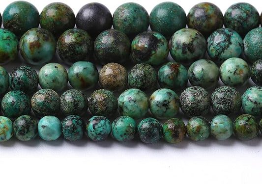 8mm 90pcs Natural African Turquoise Stone Beads for Jewelry Making Round Loose Gemstone Beads DIY Bracelet Necklace Earrings 32" 2 Strands