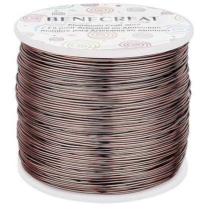 BENECREAT 20 Gauge 770FT Brown Aluminum Wire Anodized Jewelry Craft Making Beading Floral Colored Aluminum Craft Wire for Jewelry Craft, Garden, Model Making