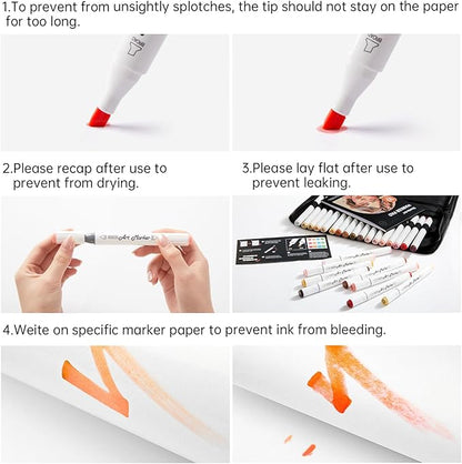 Shuttle Art 36 Colors Skin Tone&Hair Art Markers, Dual Tip Alcohol Based Marker Pen Set Contains 1 Blender 1 Carrying Case 1 Marker Pad Perfect for Kids & Adults Portrait,Comic, Anime, Manga