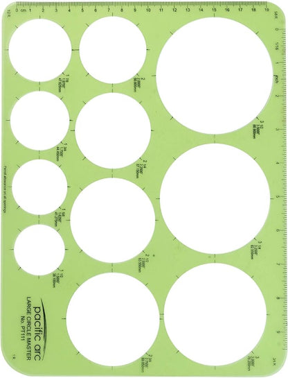 Pacific Arc Template: Large Circle Master, 11 Circles, 1.5" to 3.5" 8.5" x 11"